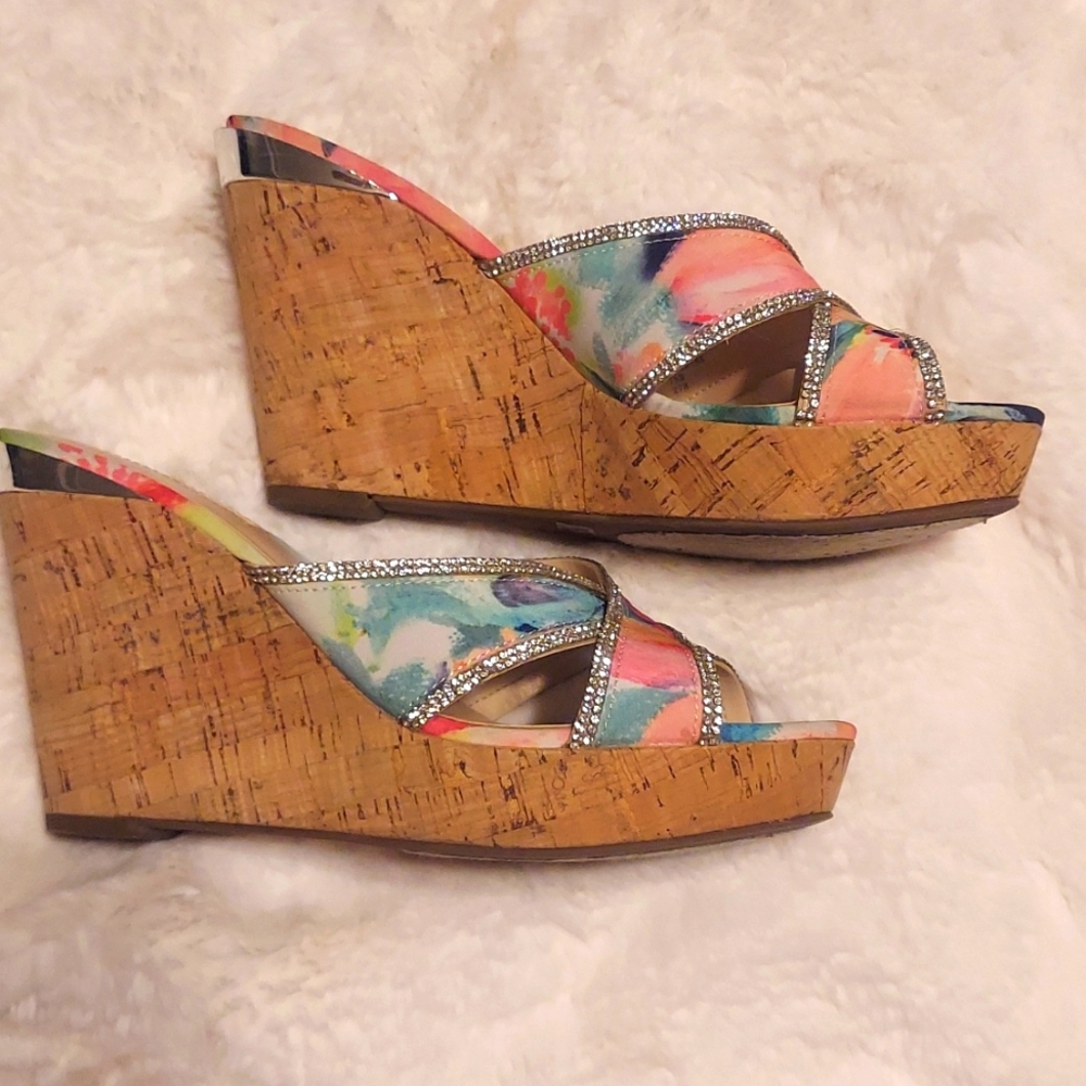Guess wedge multicolored sandal 7.5M